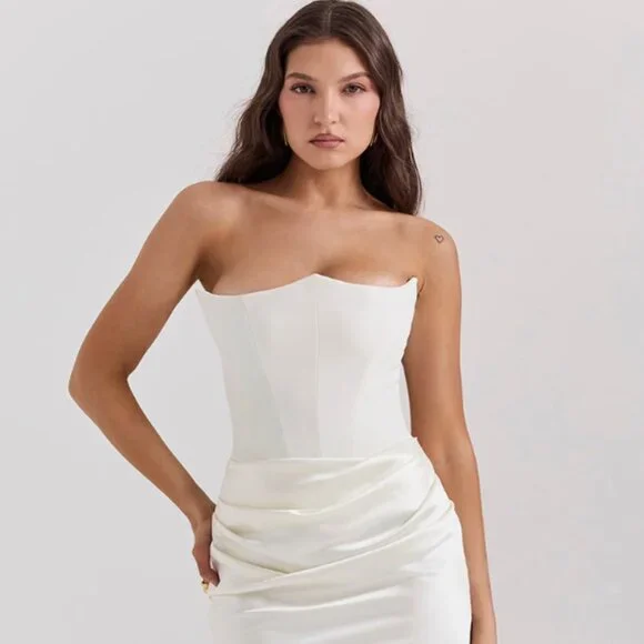 white christmas dresses House of CB 'Persephone' Corset Dress in Black – HONEY HIRE BOUTIQUE main image 0